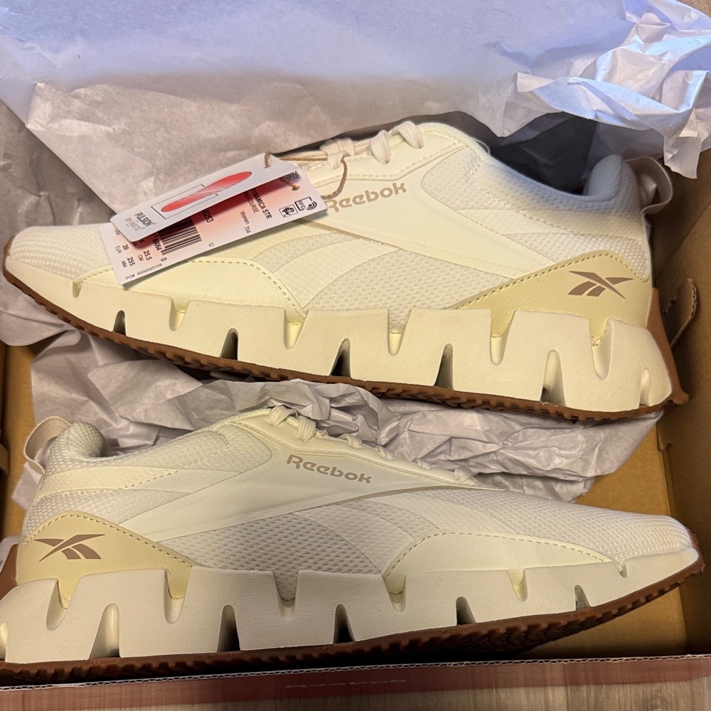Reebok Cream and Brown Athletic Shoes